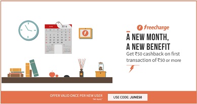 India Desire : Freecharge JULY50 Offer: Get Rs 50 Cashback On Recharge Of Rs 50 & Above [New Users]